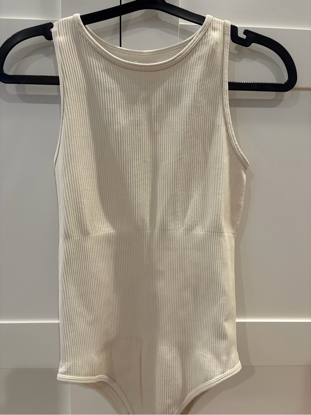 Ribbed Sleeveless Bodysuit in Cream